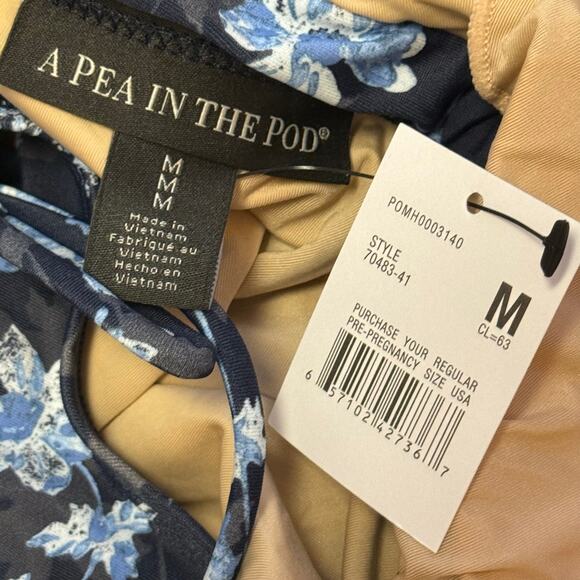 A Pea in the Pod Maternity Blue Floral Ruffle One-Piece Swimsuit Size Medium - Picture 10 of 12